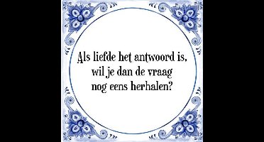 Tegeltje met Spreuk (Tegeltjeswijsheid): Als liefde het antwoord is, wil je dan de vraag nog eens herhalen? + Kado verpakking & Plakhanger