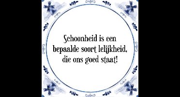 Tegeltje met Spreuk (Tegeltjeswijsheid): Schoonheid is een bepaalde soort lelijkheid, die ons goed staat! + Kado verpakking & Plakhanger