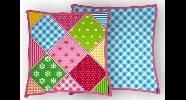 lief! Sierkussen Patchwork Girls - Multi kleuren - 45 x 45 cm