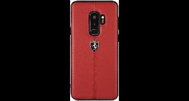 Ferrari Vertical Stripe Leather Hard Case - Samsung Galaxy S9 PLUS- Rood
