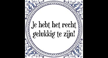Tegeltje met Spreuk (Tegeltjeswijsheid): Je hebt het recht gelukkig te zijn! + Kado verpakking & Plakhanger