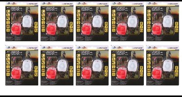 10 sets DUNLOP Cycling Siliconen LED Fiets Lampjes - 10 Sets van 1 wit en 1 rood Led lampje - Verlichtingsset - Achterlicht - Voorlicht - Koplamp - Rood & Wit / fietslicht / fietslamp