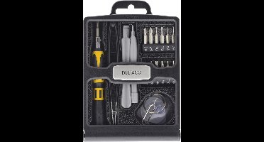 DELTACO VK-36 Gereedschapskit voor reparatie van tablets en smartphones, 20 delen, opbergdoos, zwart