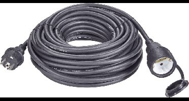 Sygonix 1384363 Stroom Verlengkabel 16 A Zwart 10.00 m H07RN-F 3G 1,5 mm²