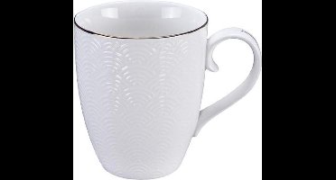 Tokyo Design Studio - Nippon White Goude Rand - Mok - Thee Kop - 8.5x10.2cm 380ml Golven Wit Goud (3 ex)