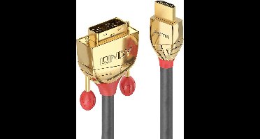 LINDY HDMI / DVI Aansluitkabel 10.00 m 36198 Grijs [1x HDMI-stekker - 1x DVI-stekker 18+1-polig]