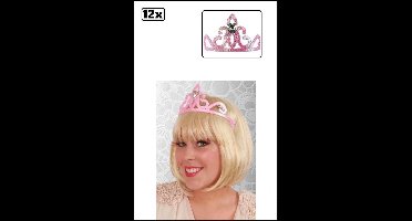 12x Tiarakam roze zilver met steen