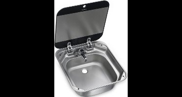 Dometic SNG 4244 rechthoekige RVS Spoelbak met glazen Afdekplaat 420 x 440 mm