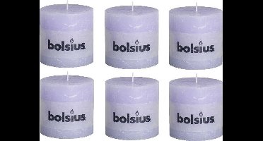 Bolsius Stompkaars rustiek - Pastel Paars - H10xD10 cm - 6 stuks