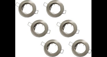 Groenovatie Inbouwspot - Rond - RVS Look - Ø 80 mm - 6-Pack - Satijn