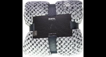 Gusta Fleece deken - Wafelstrutuur 2-tone - 125x150cm - Zwart/Wit