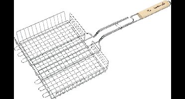Barbecook dubbel rooster - chroom en rubberhout - 31.5x25x5cm - FSC®