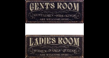 set van 2 blikken toiletborden - blik - toilet - gents - ladies