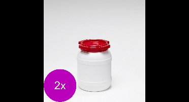 Curtec Voerton Schroefdeksel Wit&Rood - Voerbewaarton - 2 x 6 l