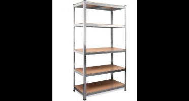 Monzana Stellingkast - Metaal 5 MDF Planken 875kg 180x90x40 - Zilver