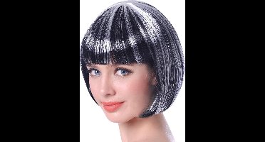 Vegaoo - Korte zwart-wit pruik voor dames