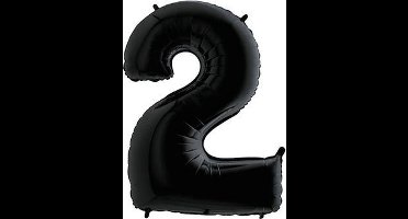 Folie Ballon Cijfer 2 - Zwart - 101cm