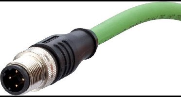 Metz Connect 142M1D10050 M12 Netwerkkabel, patchkabel CAT 5e SF/FTP 5.00 m Groen PUR-mantel, Zuurbestendig, Ozonbestend