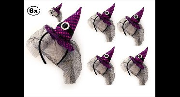 6x Haarbeugel met heksenhoedje