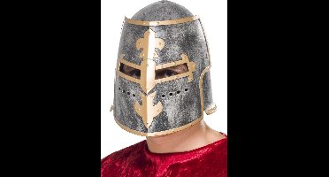 Smiffys - Medieval Crusader Kostuum Helm - Zilverkleurig