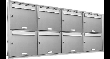 Brievenbus groot 8 adressen met rand inbouw