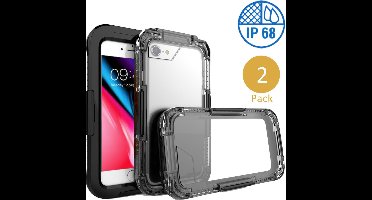 2x Hoesje geschikt voor Apple iPhone 8 Plus - Waterdicht Hoesje Zwart IP68 Certifering voor het Zwemmen en Skiën tot 10 meter Waterproof - Heavy Armor Beschermend Hoesje tegen Valschade