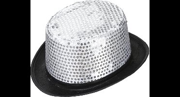 hoge hoed pailletten zilver