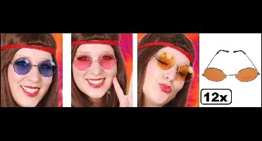 12x Hippie bril in 4 kleuren.