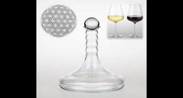 Vitaal wijnkaraf Rubellum met Bloem des Levens wit - 1000 - Glas - L