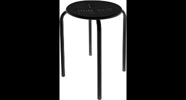 Perel Kruk, stapelbaar, ronde zitting, weerbestendig, maximaal 150 kg, zwart