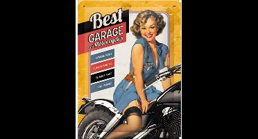 Best garage For Motorcycles  Metalen wandbord in relief 15x20 cm