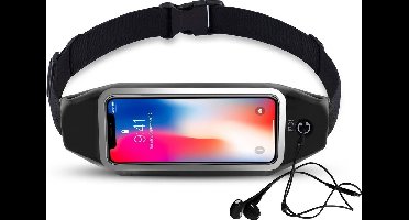 Running Belt Heupband Sportriem Hardloop Band Zwart - Riem met Smartphone Houder voor Fitness - Universeel voor alle telefoons