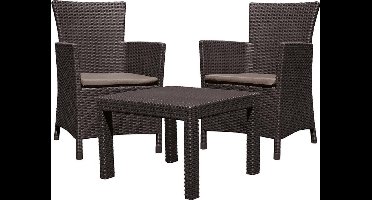 Tuinmeubel set 3 elementen Rosario bruin imitatie rotan-tricot Curver