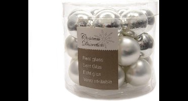 Decoris Kerstbal Glas Glans-Mat Zilver dia3.5cm