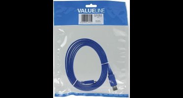 Valueline USB 3.0 USB A male - USB micro B male platte kabel 2,00 m blauw