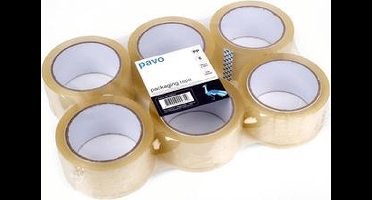 Verpakkingsplakband Transparant 50mm x 66m pak 6 rollen