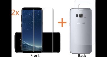 Screenprotector geschikt voor Samsung Galaxy S8+ Plus - Volledige 360 Graden Bescherming Edged (3D) Glas PET Folie Screenprotector Full Body Transparant 0.2mm 9H - (Two Pack / Duo-pack)