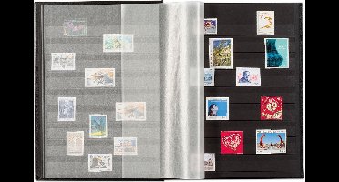 Luxe insteekalbum postzegels Comfort S 64 zwarte bladzijden - zwarte kaft