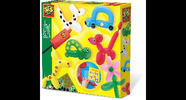 SES Creative – Modelleerballonnen – 10 lange ballonnen met pomp en stickers – Maak de leukste figuren