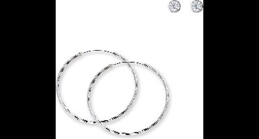 Classics&More oorringen en solitair oorknoppen - zilver - zirkonia - ronde buis 2 mm - 51 mm