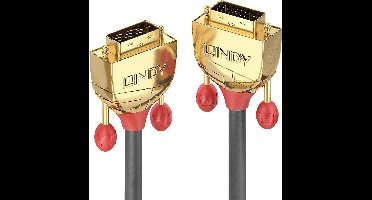 LINDY 36204 DVI-kabel DVI Aansluitkabel DVI-D 24+1-polige stekker, DVI-D 24+1-polige stekker 5.00 m Grijs