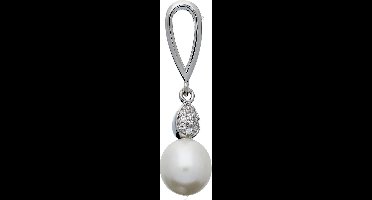 Silver Lining hanger met parel - zilver - witte zoetwaterparel Ø12 mm - gerodineerd