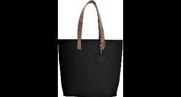 Beagles VILTEN Shopper Schoudertas Zwart Vilt met Rits TRENDY