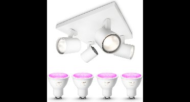 Philips Hue Runner Opbouwspot (Wit) - Wit en Gekleurd Licht - Plafondspot met 4 Lichtpunten - GU10 - Hue White and Color Ambiance