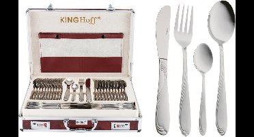 KINGHOFF 3554 - luxe bestekset koffer - 72 delig - 12 persoons - Modern bestek