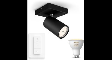 Philips Hue Kosipo Opbouwspot (Zwart) - Warm tot Koelwit Licht - Incl. Hue Dimmer Switch - Wandspot of Plafondspot met 1 Lichtpunt - GU10 - Hue White Ambiance