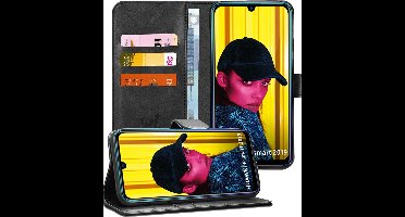 Hoesje geschikt voor Huawei P Smart 2019 - Book Case Kunstleer Wallet Cover Portemonnee Pasjeshouder Hoes Zwart