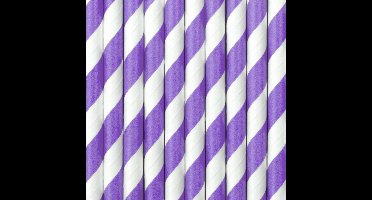 Partydeco - Rietjes Stripes Wit/Lavendel (10 stuks)