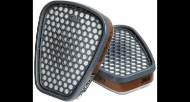 3M 6055 Gas- en dampfilter A2 , Set 2 stuks - 3M 6055 Gasfilter A2 set a 2 stuks