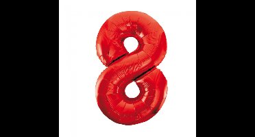 Wefiesta - Folieballon Cijfer 8 Rood - 86 cm